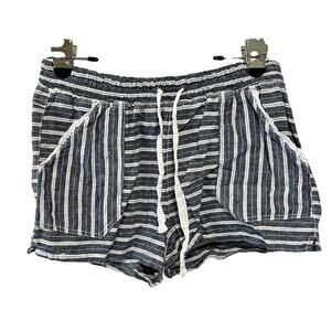 Rewind Striped Linen Blend Shorts Drawstring Elastic Waist Boho Size Junior M